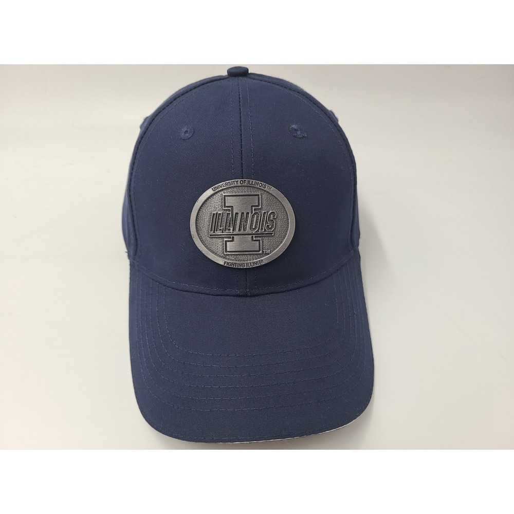 University of Illinois Fighting Illini Metal Logo Adjustable Hat Cap NCAA Blue